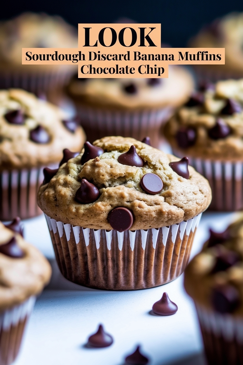 sourdough discard banana muffins chocolate chip