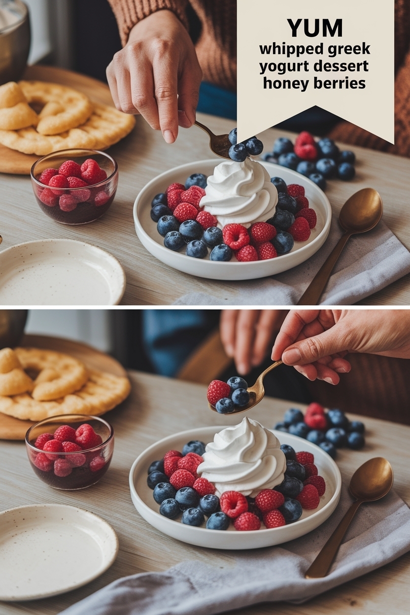 whipped greek yogurt dessert honey berries
