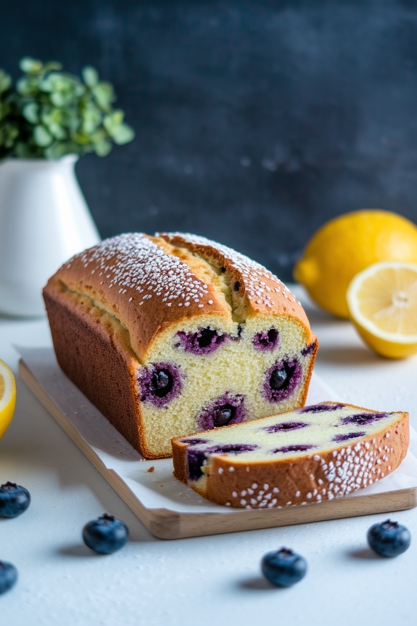 lemon blueberry sourdough quick loaf