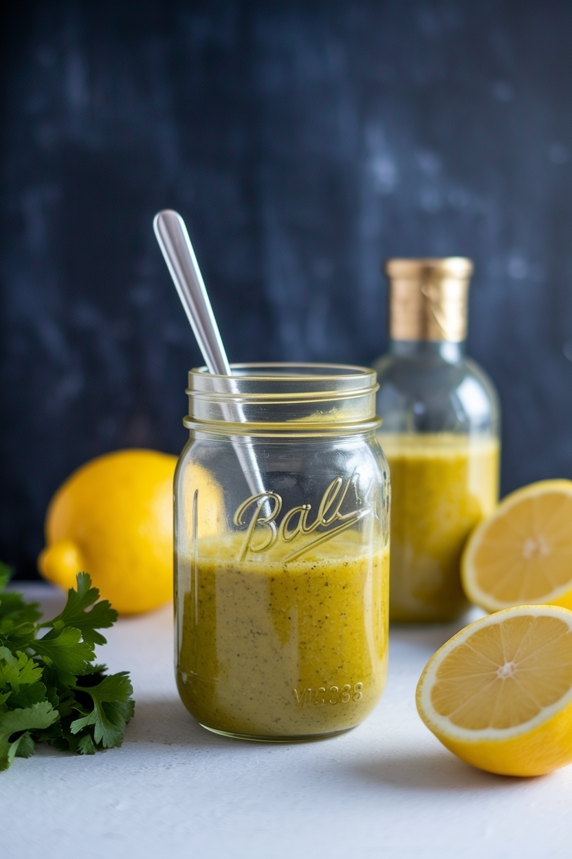 lemon dijon vinaigrette mason jar 5 minutes