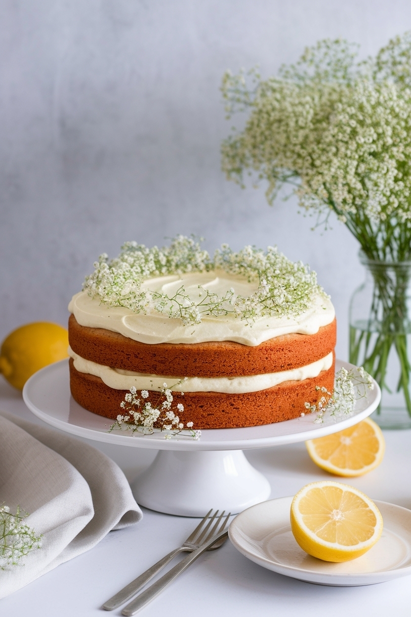 lemon elderflower cake spring