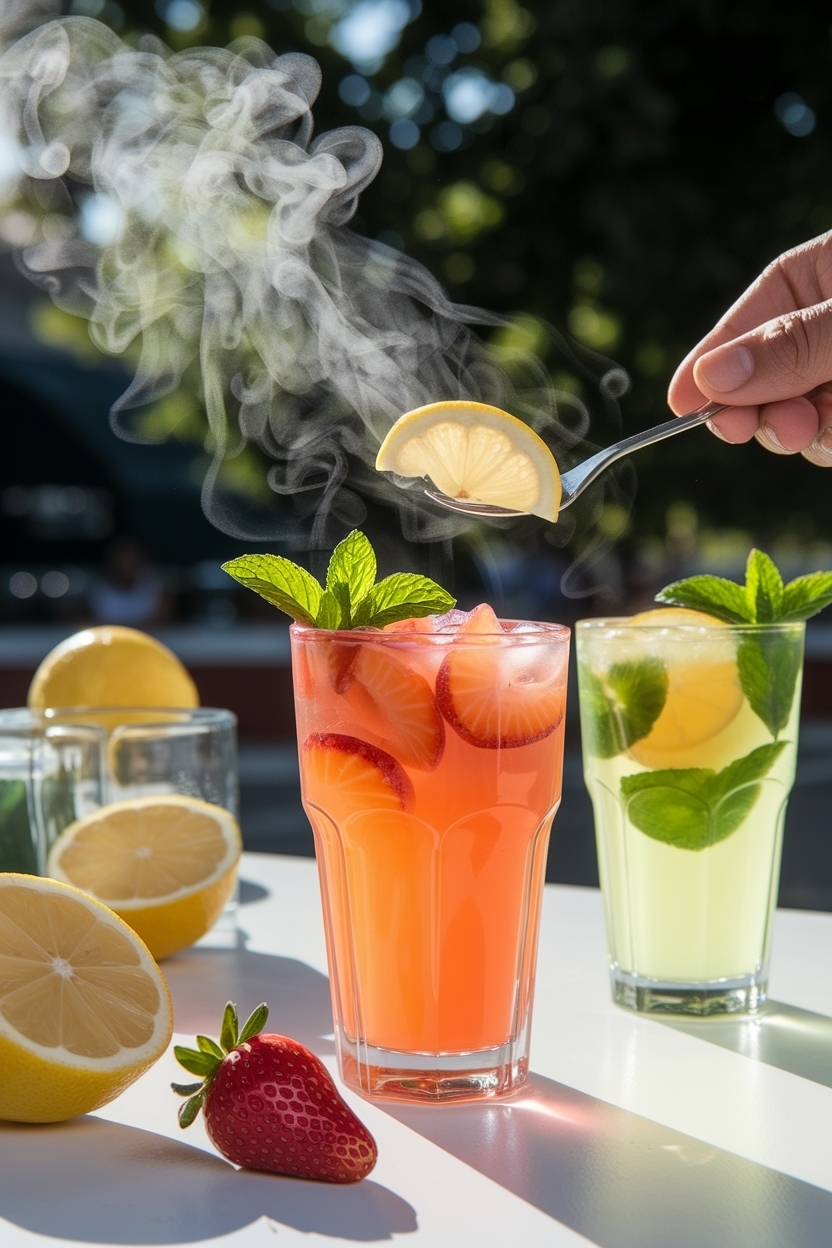 lemonade bar 3 flavors strawberry peach mint