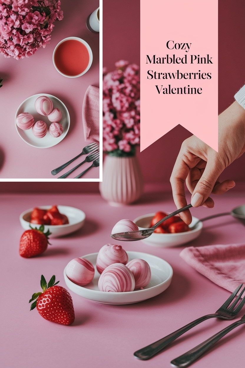 marbled pink strawberries valentine