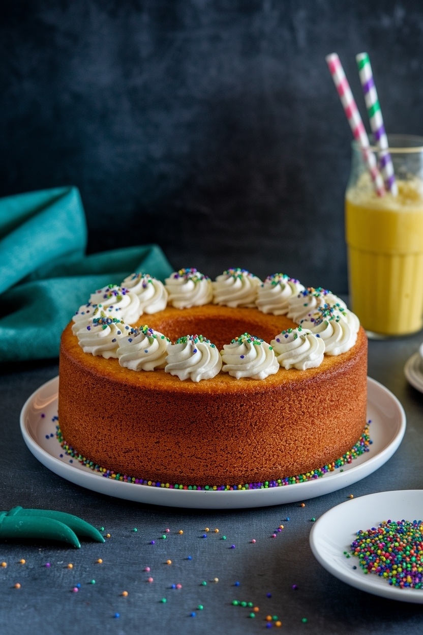 mardi gras king cake with cream cheese