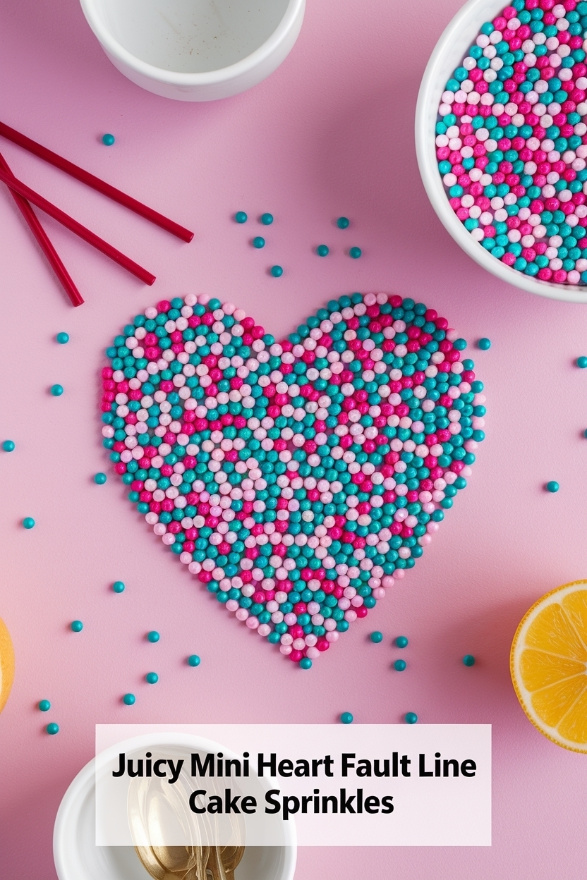 mini heart fault line cake sprinkles