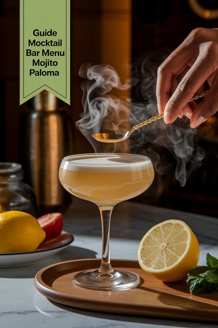 mocktail bar menu lemonade mojito paloma