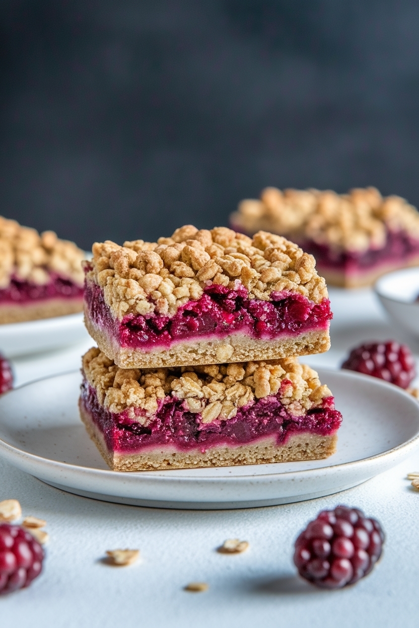 mulberry crumble bars oat streusel