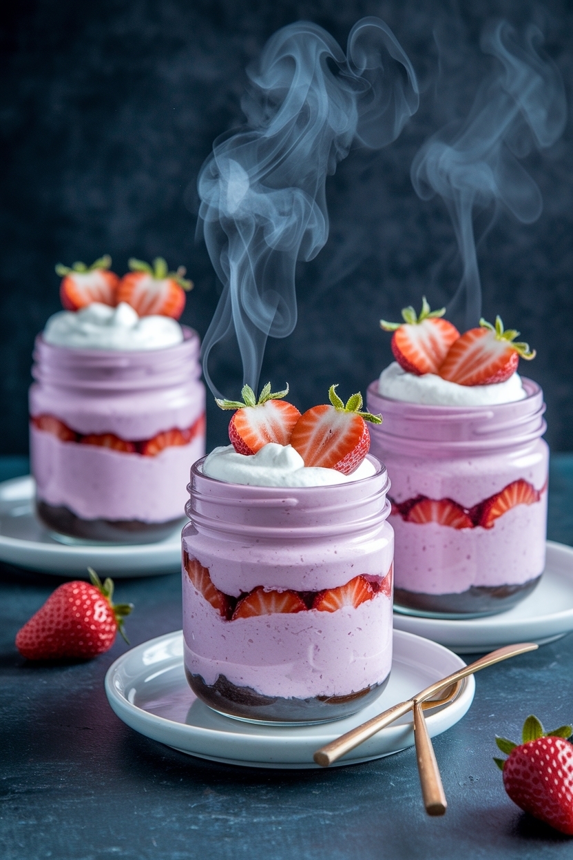 no bake strawberry cheesecake jars valentine