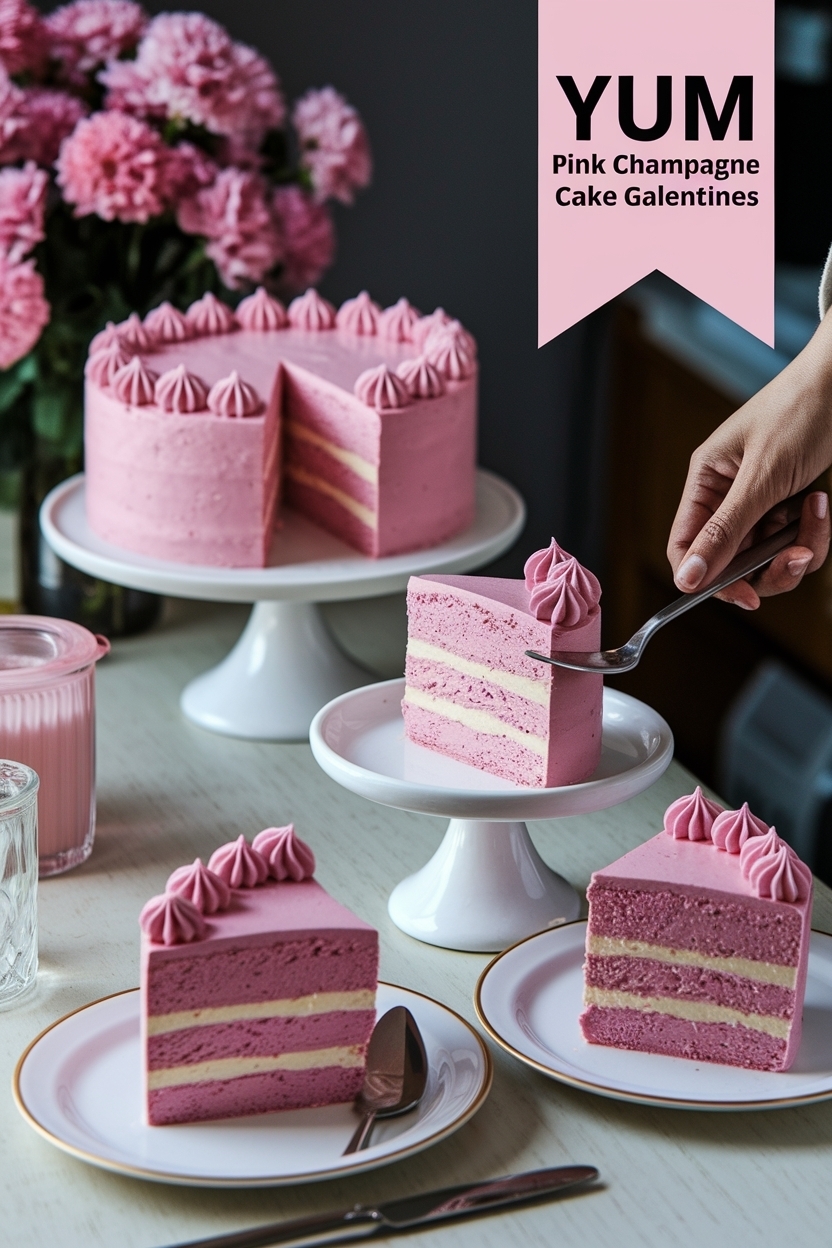 pink champagne cake galentines