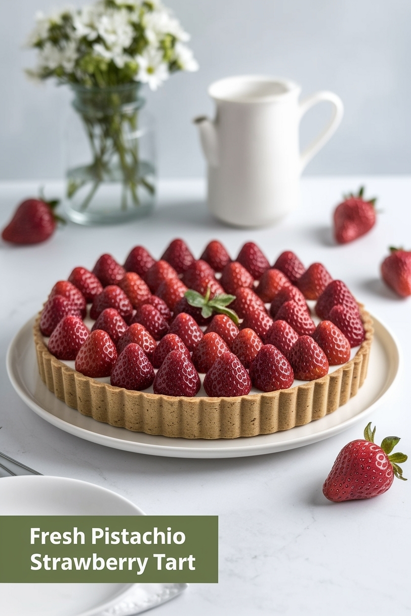 pistachio strawberry tart
