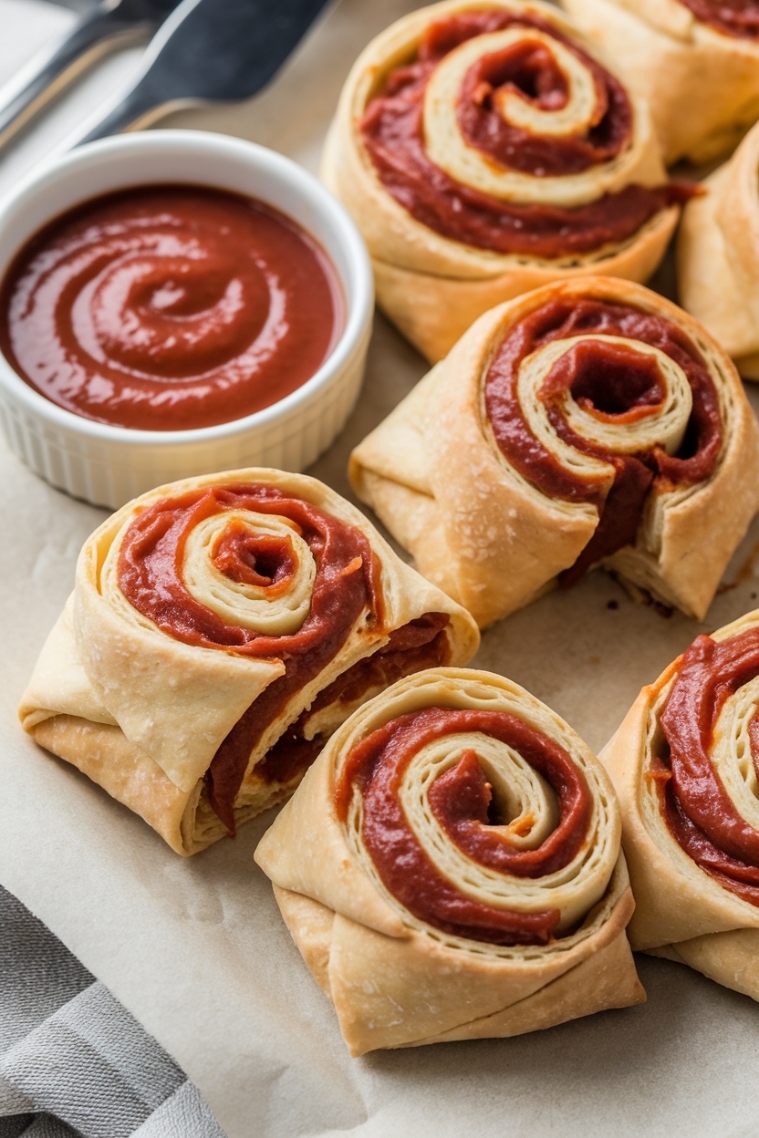 pizza crescent roll pinwheels marinara