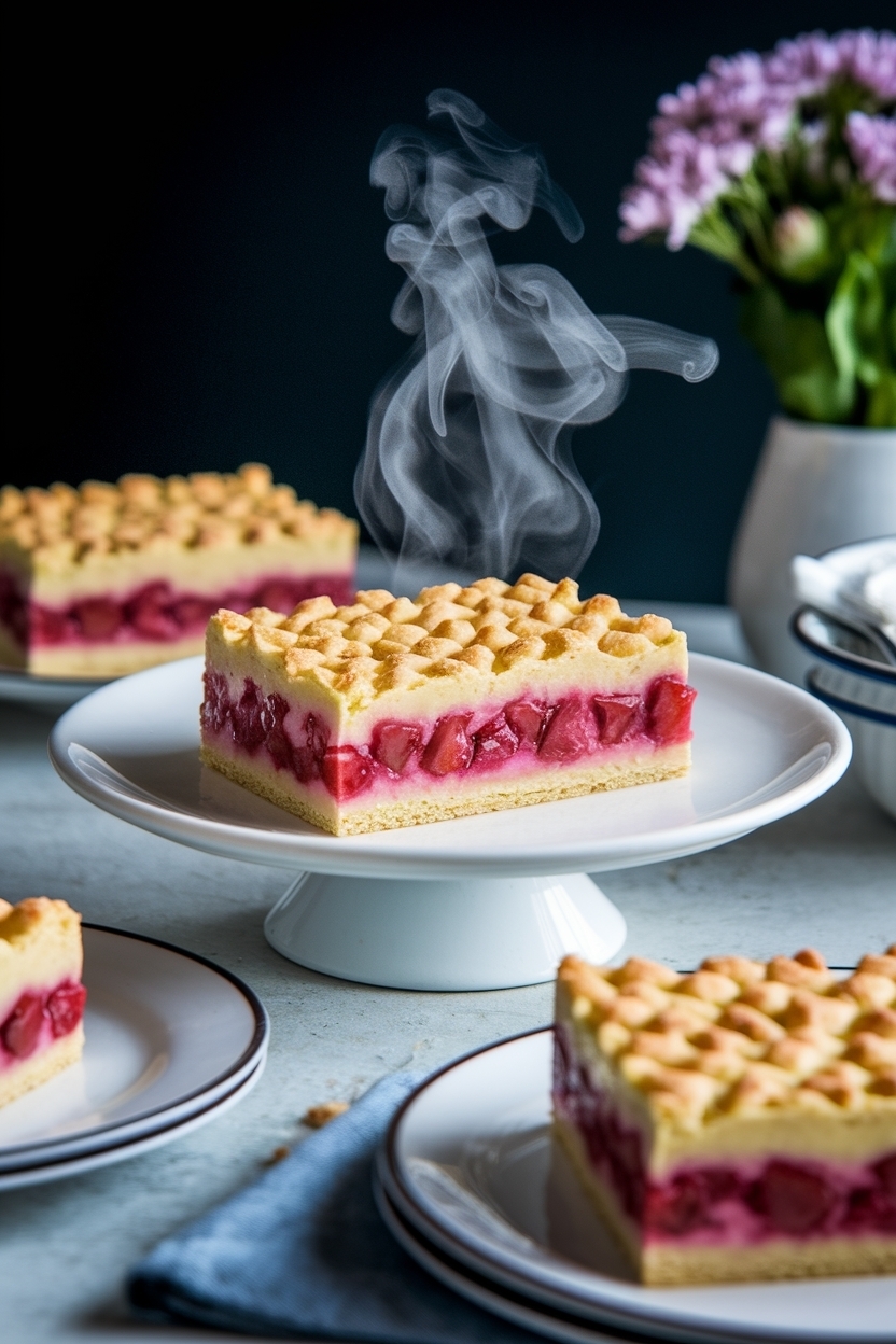 rhubarb custard bars shortbread crust