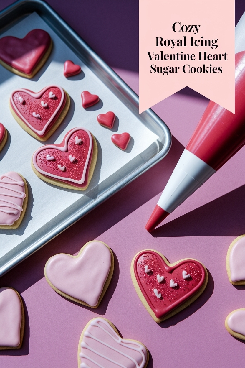 royal icing valentine heart sugar cookies
