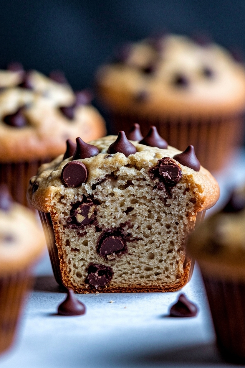 sourdough discard banana muffins chocolate chip