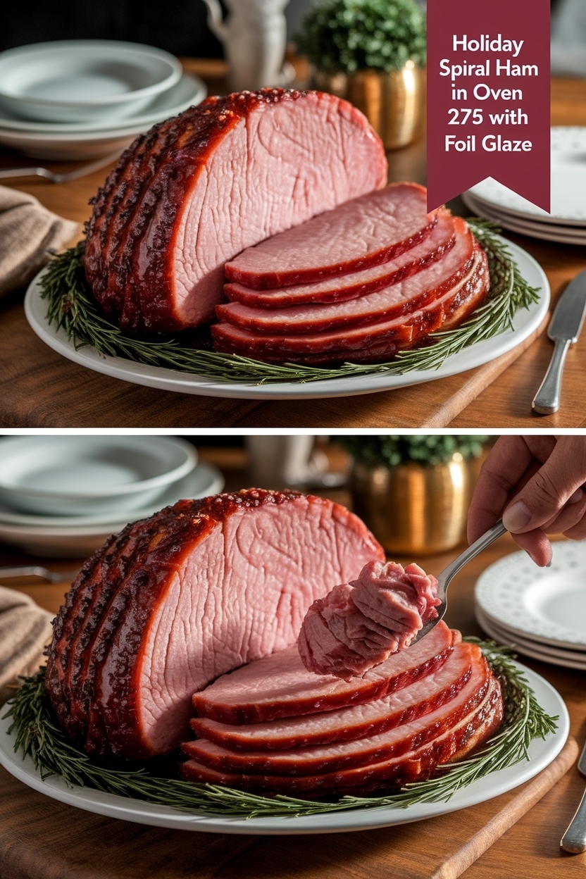 spiral ham in oven 275 with foil glaze