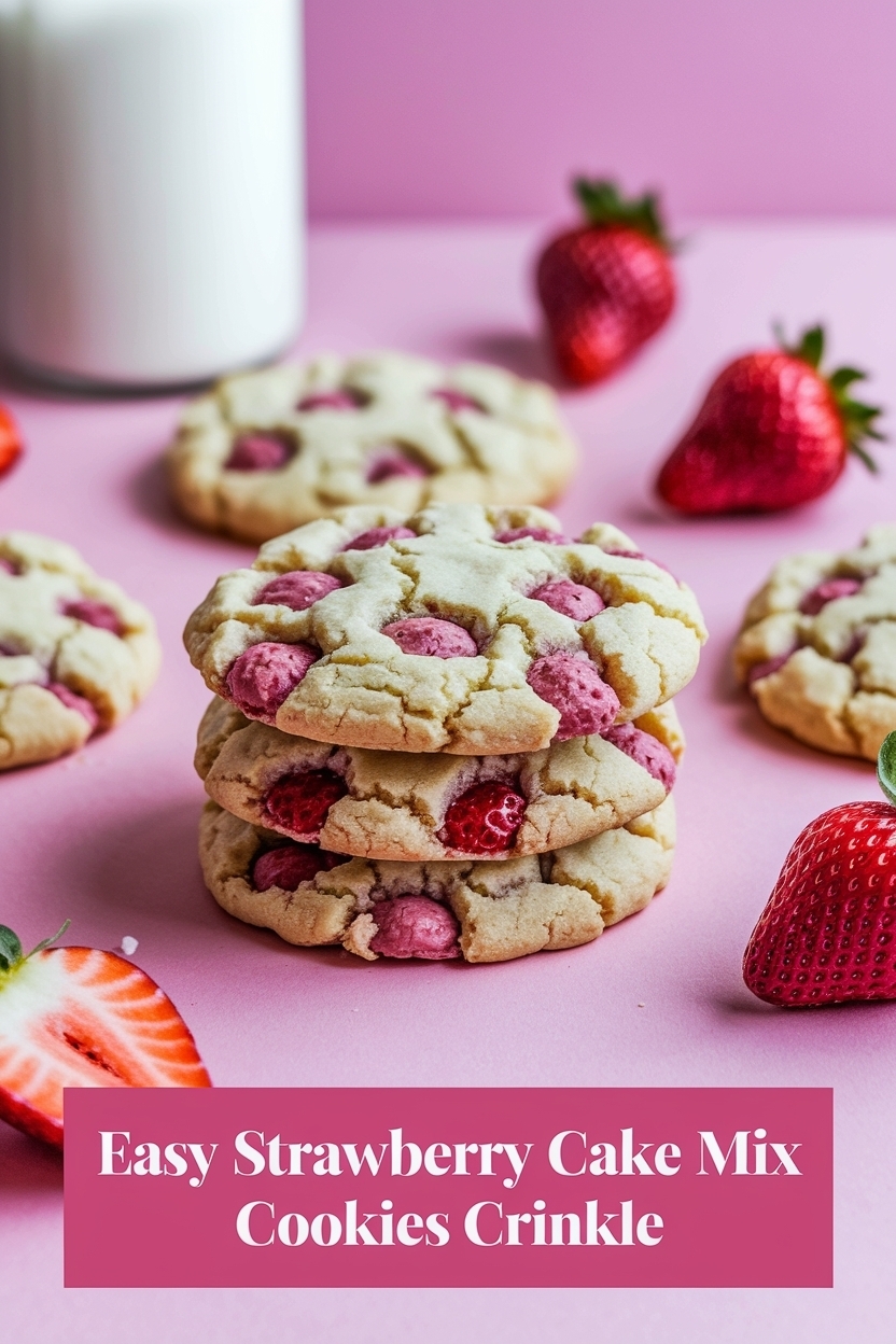 strawberry cake mix cookies crinkle