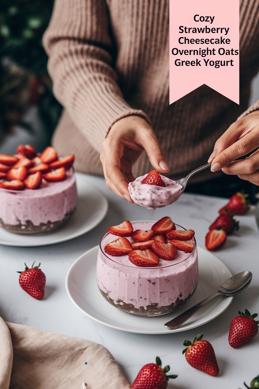 strawberry cheesecake overnight oats greek yogurt