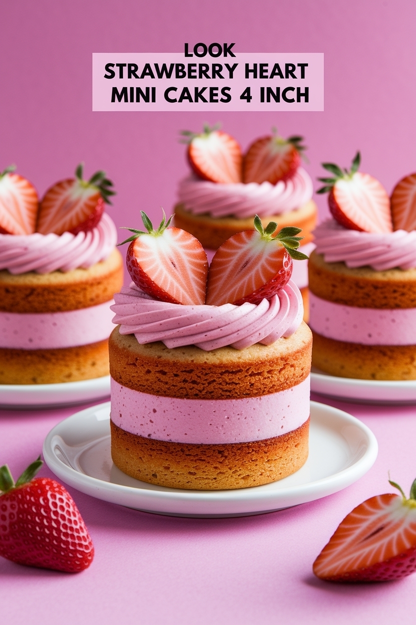 strawberry heart mini cakes 4 inch