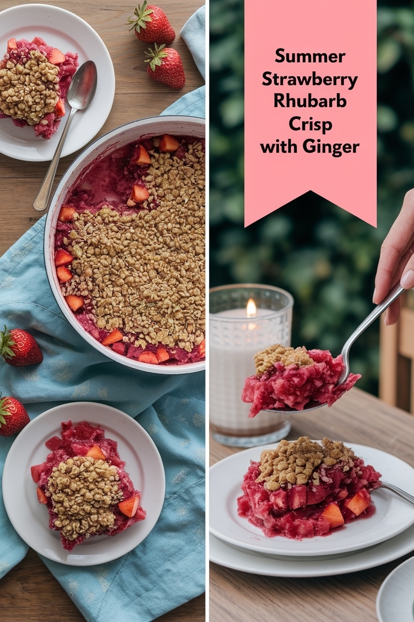 strawberry rhubarb crisp with ginger