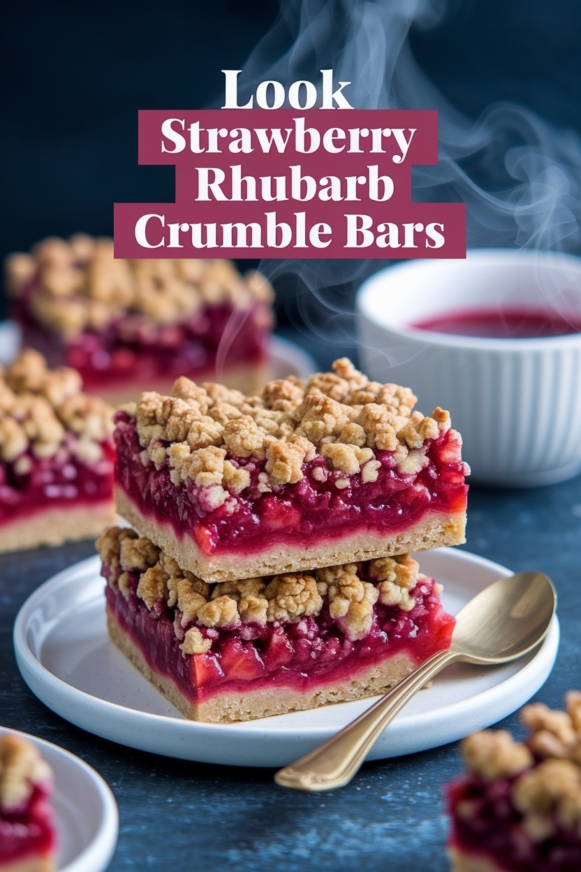 strawberry rhubarb crumble bars