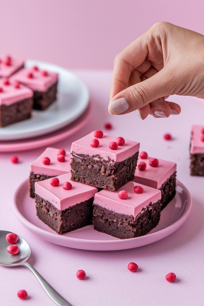 valentine brownie bites with ganache