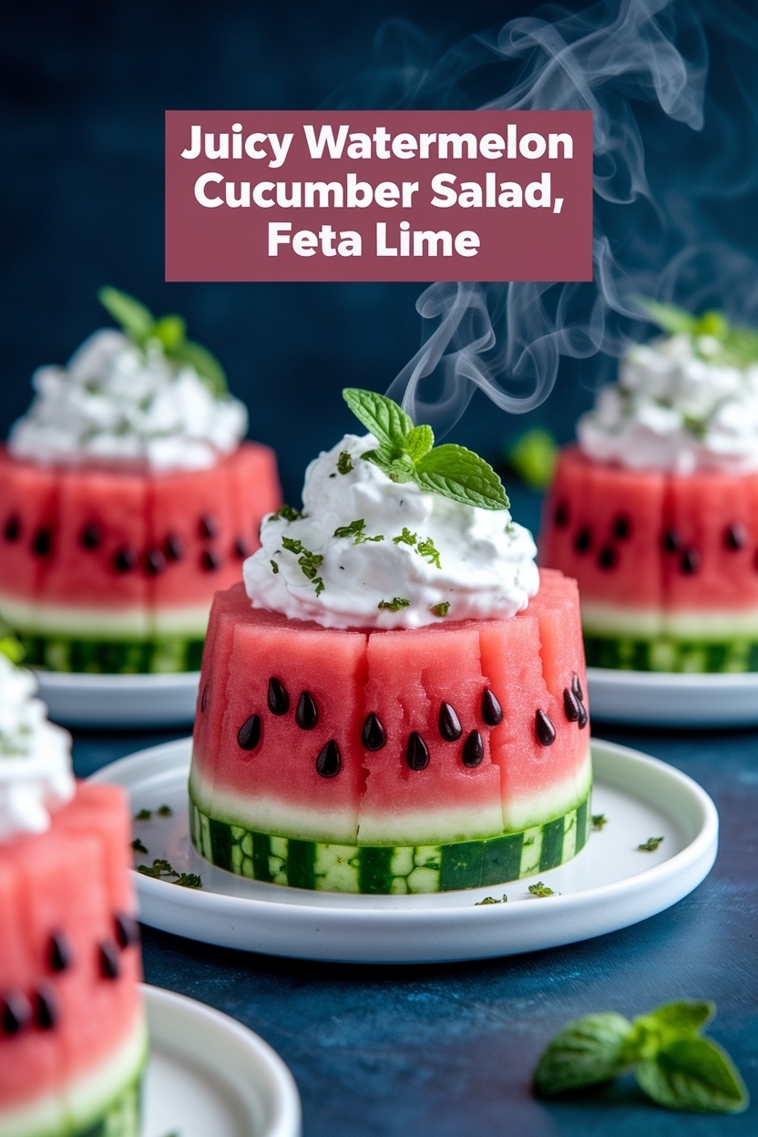 watermelon cucumber salad feta lime
