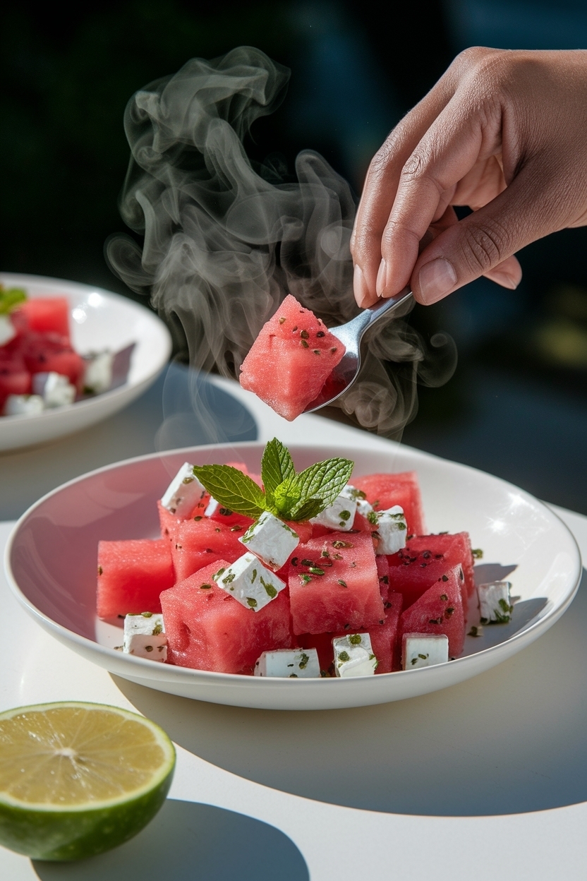 watermelon feta salad mint
