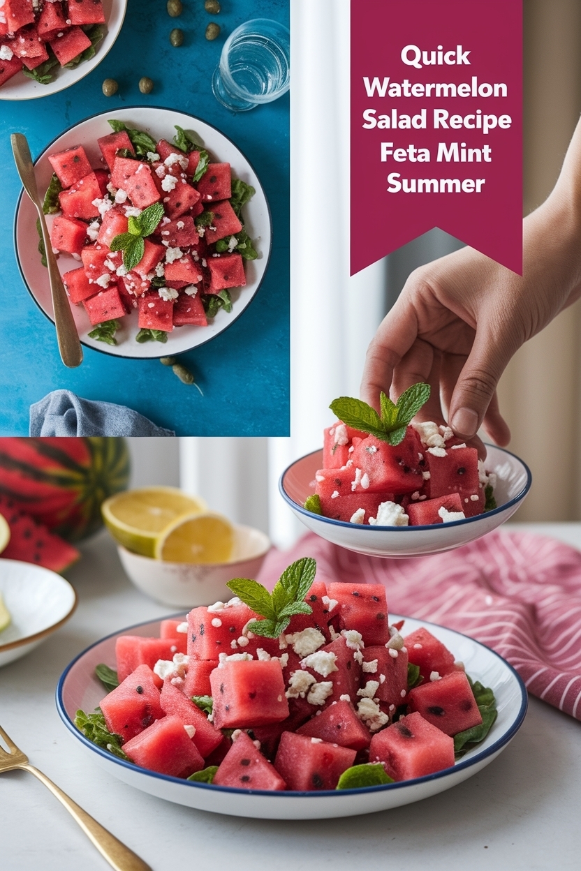 watermelon salad recipe feta mint summer