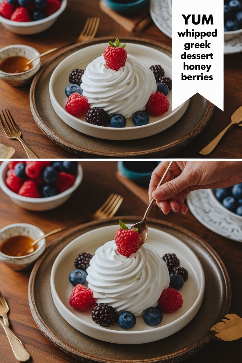 whipped greek yogurt dessert honey berries