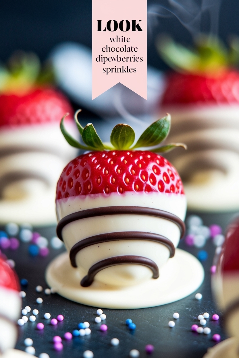 white chocolate dipped strawberries sprinkles