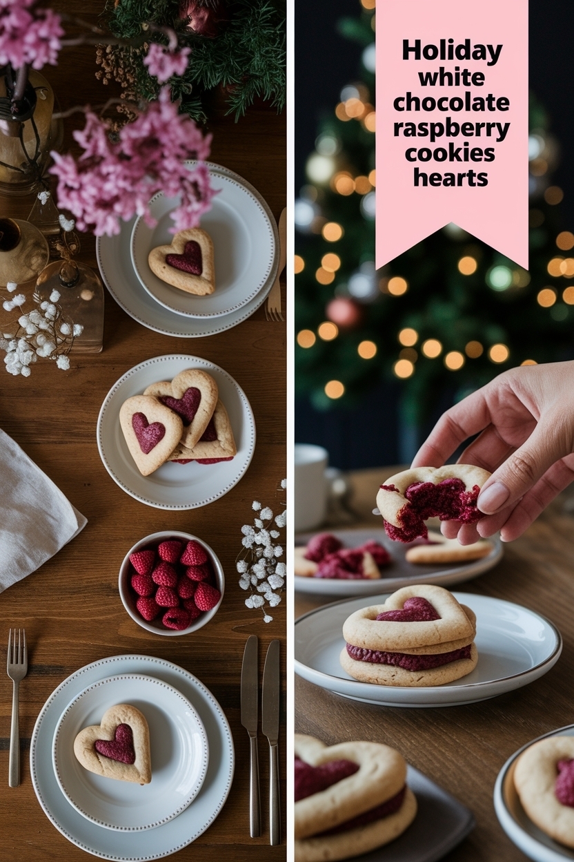 white chocolate raspberry cookies hearts